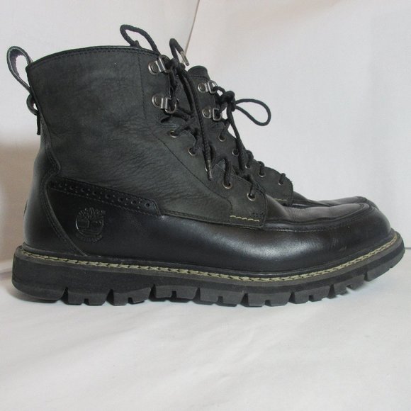 Timberland Man Leather Waterproof  Black  Boots size 9 - Picture 1 of 13